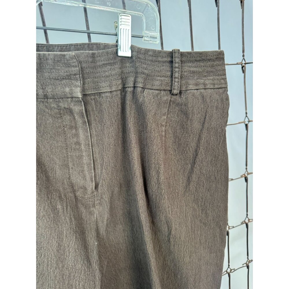 Larry Levine Womens Stretch Pants 16W Brown Cotton Blend Made In Cambodia - Picture 14 of 16